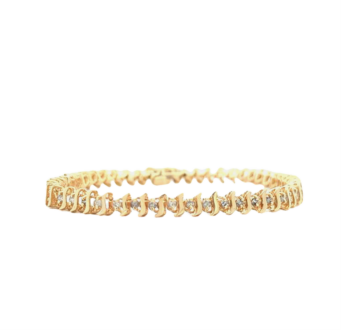 14KT Yellow Gold 1.00ctw Diamond Estate 7" Tennis Bracelet