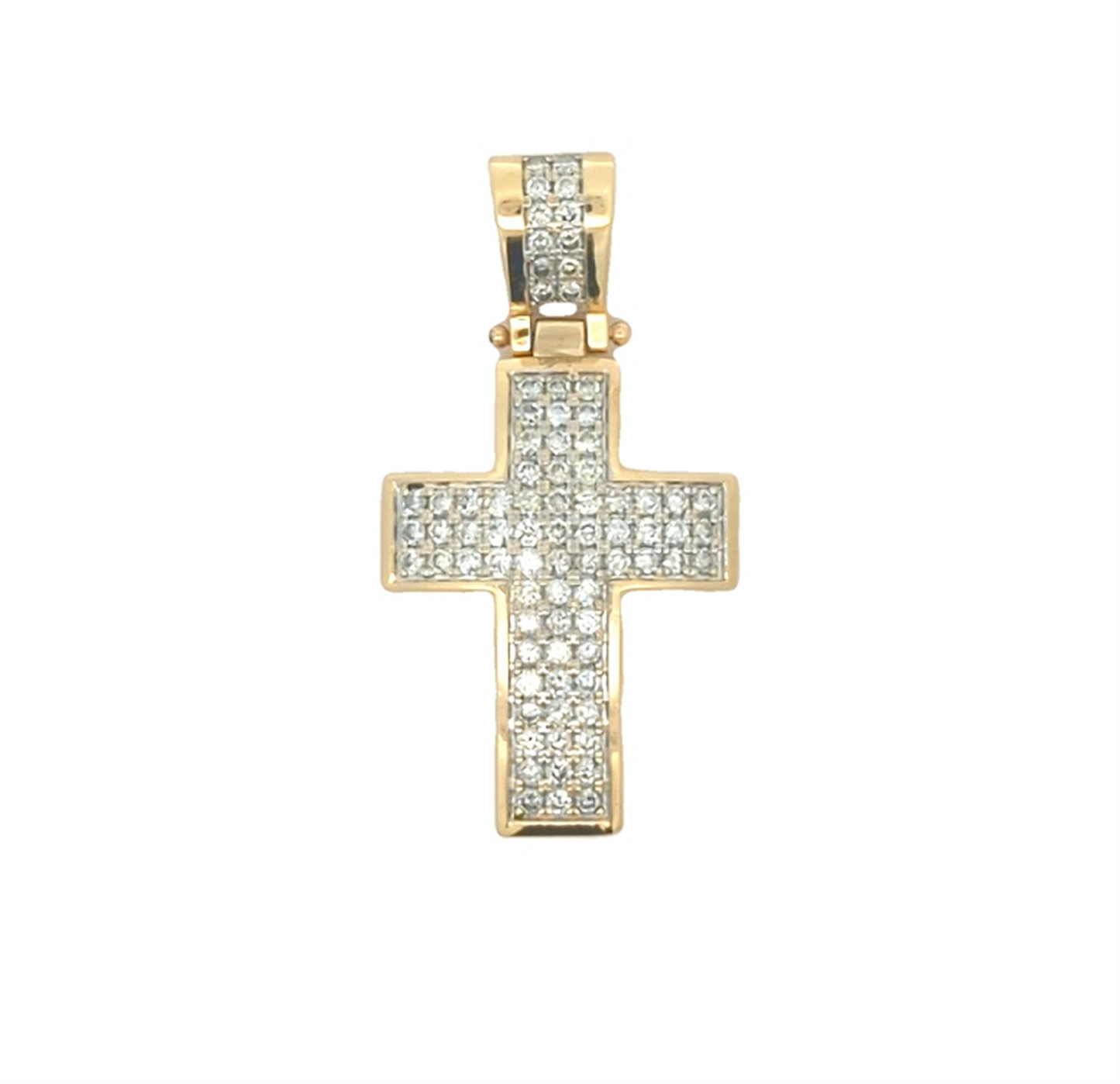 14KT Yellow Gold with Rhodium Plating 1.50ctw Diamond Estate Cross Pendant