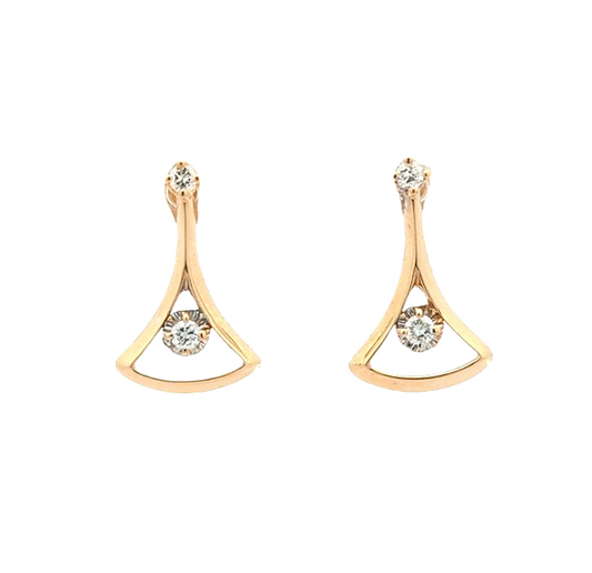 14KT Yellow Gold 0.15ctw Diamond Estate Drop Earrings