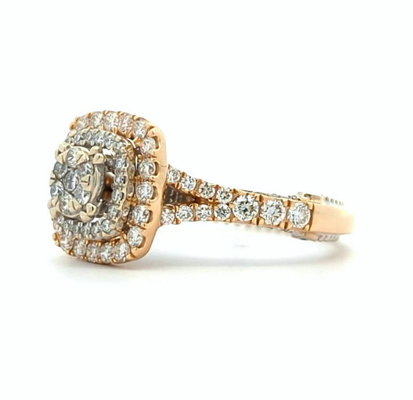 18KT Yellow and White Gold 1.22ctw Diamond Cluster Estate Ring