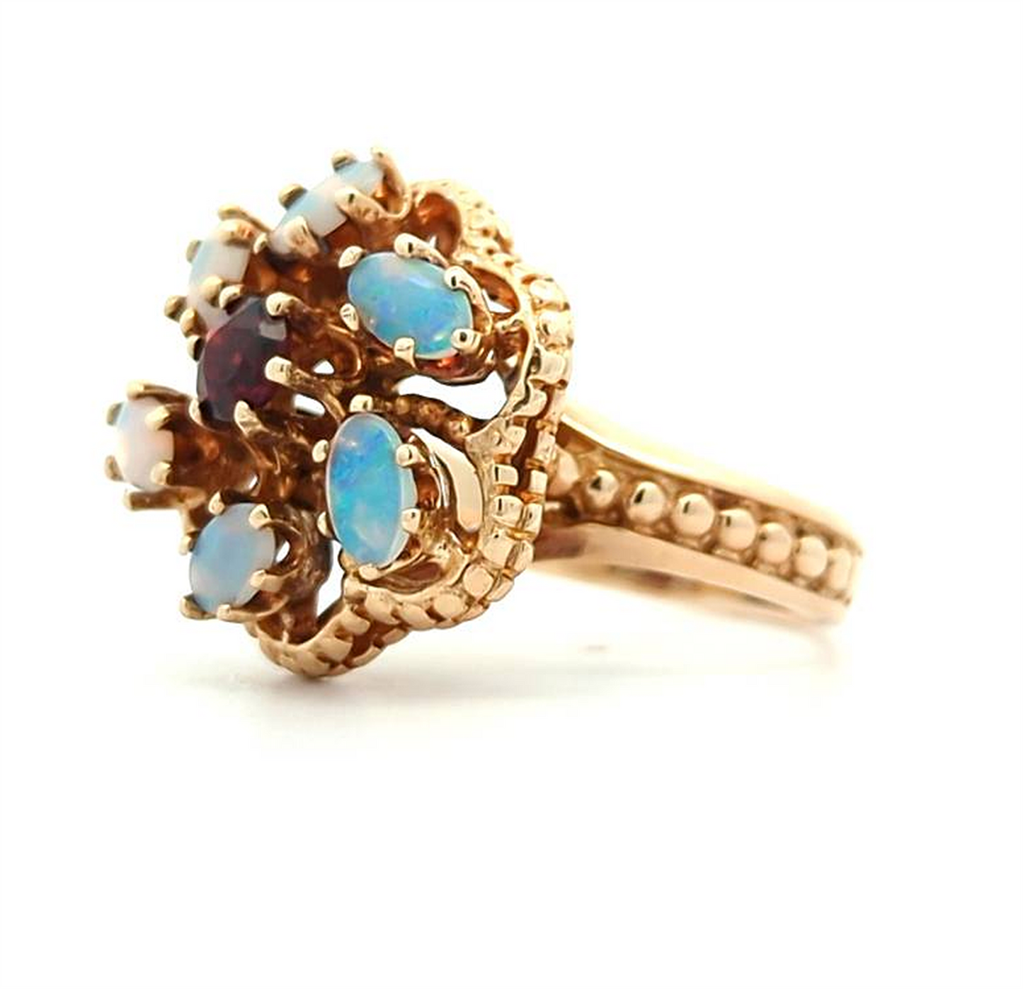 10KT Yellow Gold Opal and Garnet Estate Ring