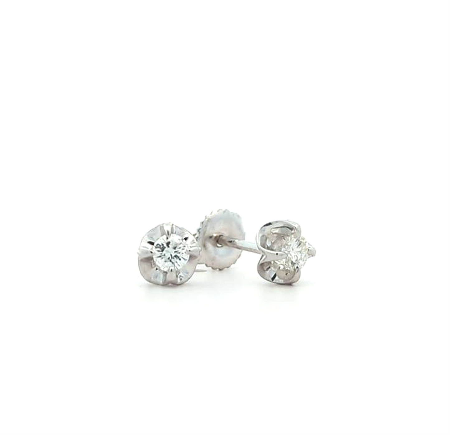 14KT White Gold 0.25ctw Diamond Estate Stud Earrings