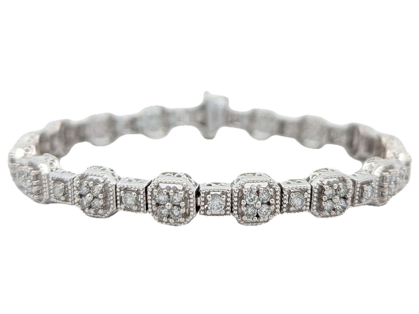 14KT White Gold 2.00ctw Diamond 7" Estate Tennis Bracelet