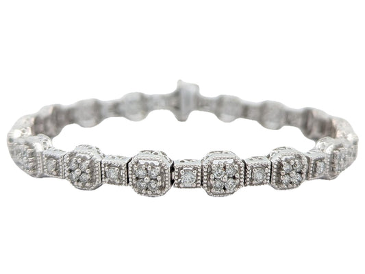 14KT White Gold 2.00ctw Diamond 7" Estate Tennis Bracelet